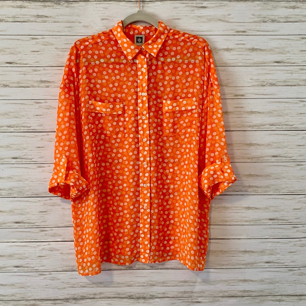 Anne Klein Sheer Polka Dot Shirt